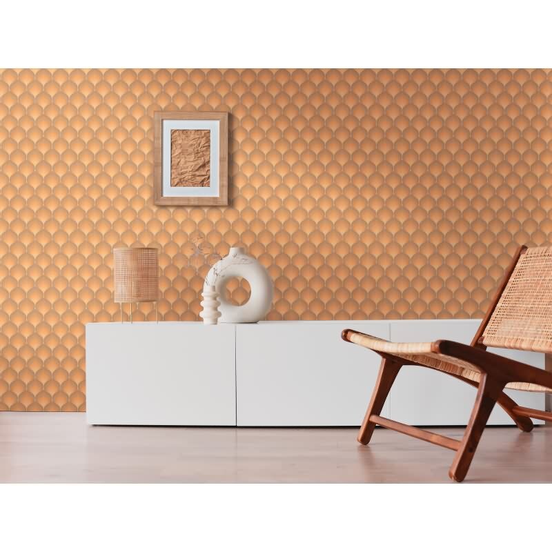 Retro-Tapete Wellenmuster Beige Braun - Geometrische Vliestapete Vintage AS-Creation (395384)