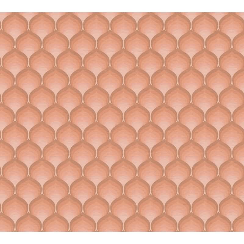 Retro Tapete Wellen Muster Orange Bordeaux Rosa-Braun - Vliestapete Vintage AS-Creation (395385)