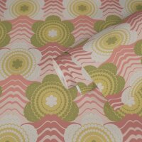 Retro-Blumen-Tapete Gr&uuml;n Rosa Beige - Mustertapete...