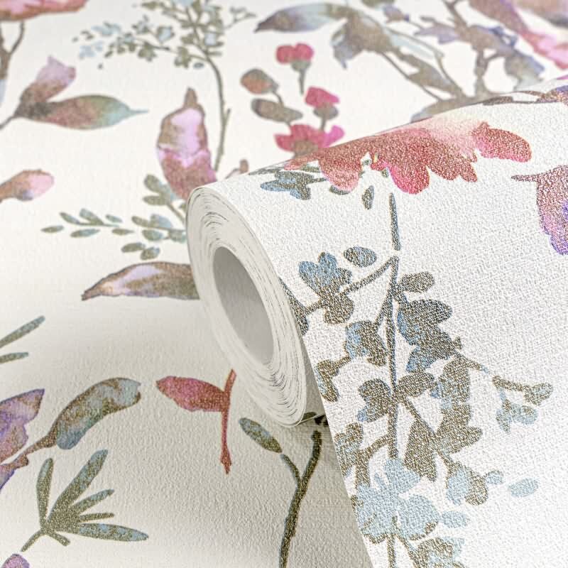 COSMOPOLITAN Vliestapete Blumentapete Weiß Rosa moderne florale Aquarell Tapete fürs Wohnzimmer livingwalls (790611)
