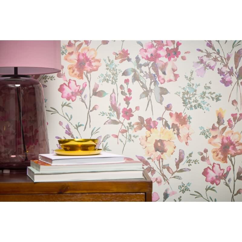 COSMOPOLITAN Vliestapete Blumentapete Weiß Rosa moderne florale Aquarell Tapete fürs Wohnzimmer livingwalls (790611)