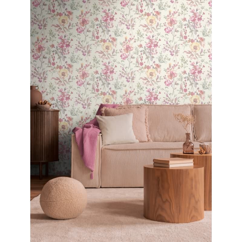 COSMOPOLITAN Vliestapete Blumentapete Weiß Rosa moderne florale Aquarell Tapete fürs Wohnzimmer livingwalls (790611)