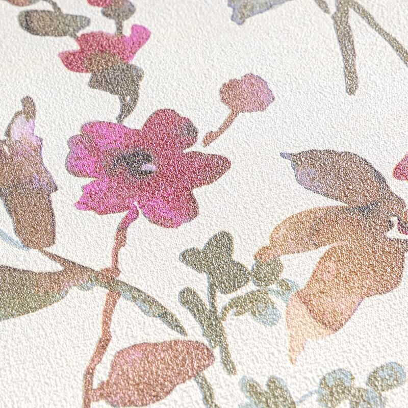 COSMOPOLITAN Vliestapete Blumentapete Weiß Rosa moderne florale Aquarell Tapete fürs Wohnzimmer livingwalls (790611)