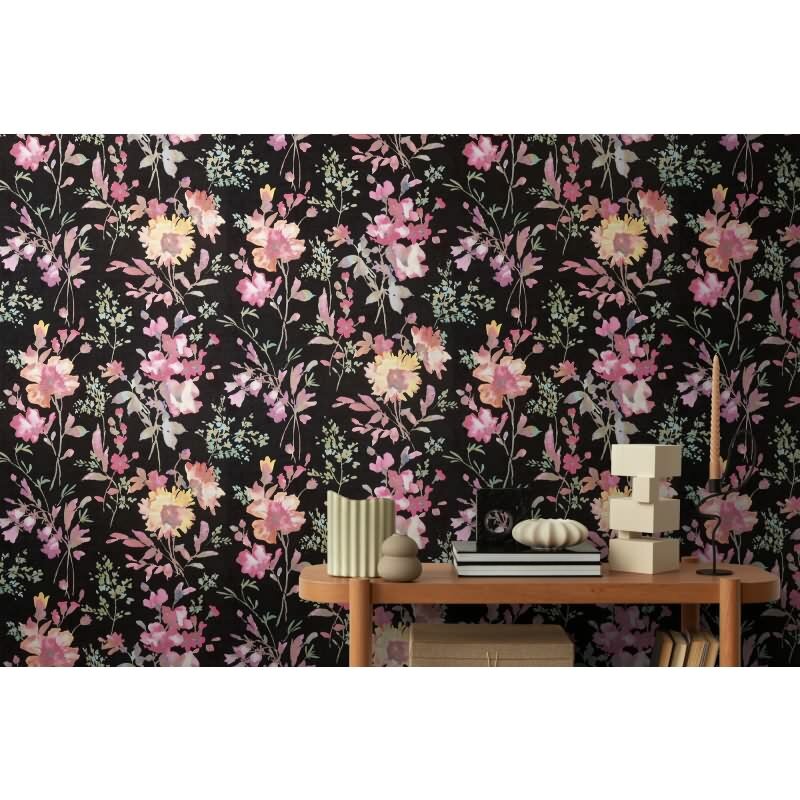 COSMOPOLITAN Vliestapete Blumen Schwarz Bunt moderne Aquarell Tapete floral Design livingwalls (790612)