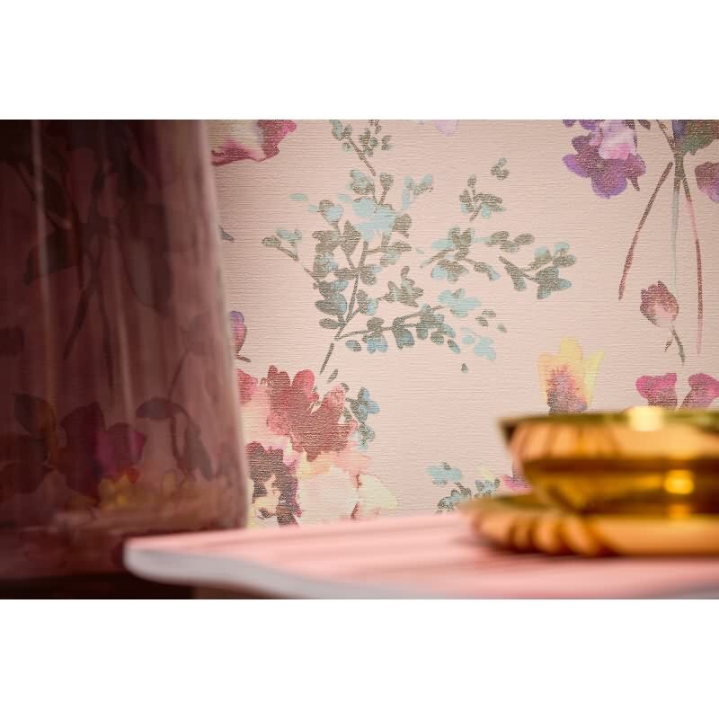 COSMOPOLITAN Vliestapete Blumen Rosa Pfirsich Aquarell Tapete fürs Schlafzimmer livingwalls (790613)