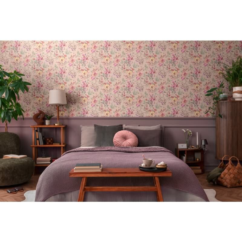 COSMOPOLITAN Vliestapete Blumen Rosa Pfirsich Aquarell Tapete fürs Schlafzimmer livingwalls (790613)