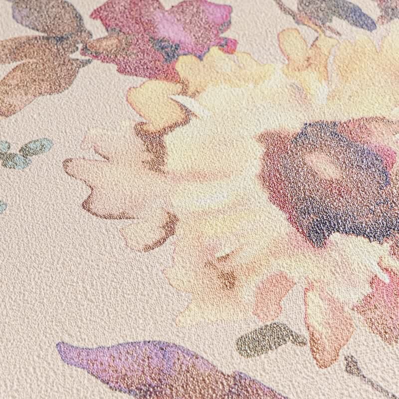 COSMOPOLITAN Vliestapete Blumen Rosa Pfirsich Aquarell Tapete fürs Schlafzimmer livingwalls (790613)