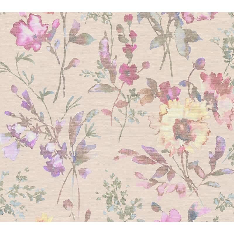 COSMOPOLITAN Vliestapete Blumen Rosa Pfirsich Aquarell Tapete fürs Schlafzimmer livingwalls (790613)