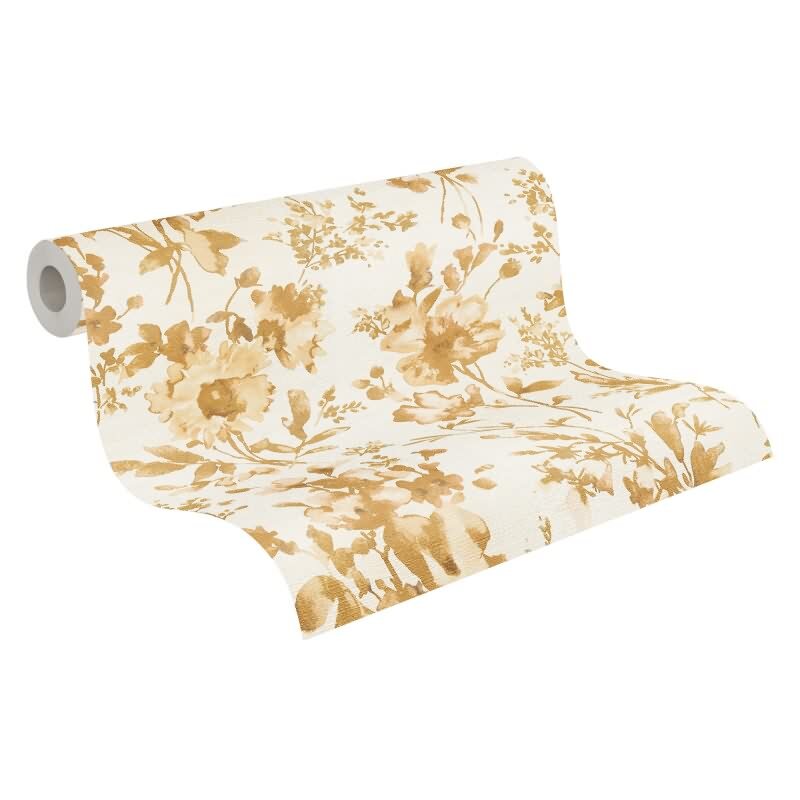 COSMOPOLITAN Vliestapete Blumen Weiß Gold moderne florale Designer Tapete livingwalls (790614)