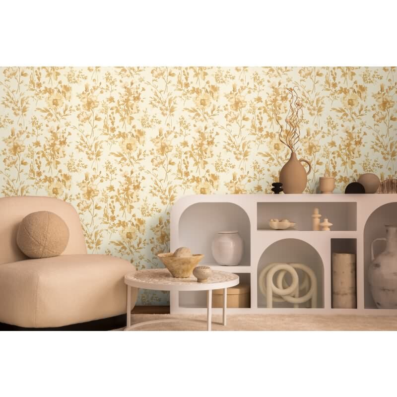 COSMOPOLITAN Vliestapete Blumen Weiß Gold moderne florale Designer Tapete livingwalls (790614)
