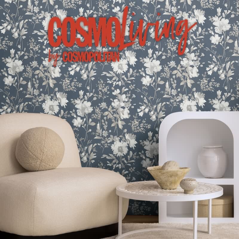 COSMOPOLITAN Vliestapete Aquarell Blaugrau Weiß moderne florale Blumentapete livingwalls (790615)