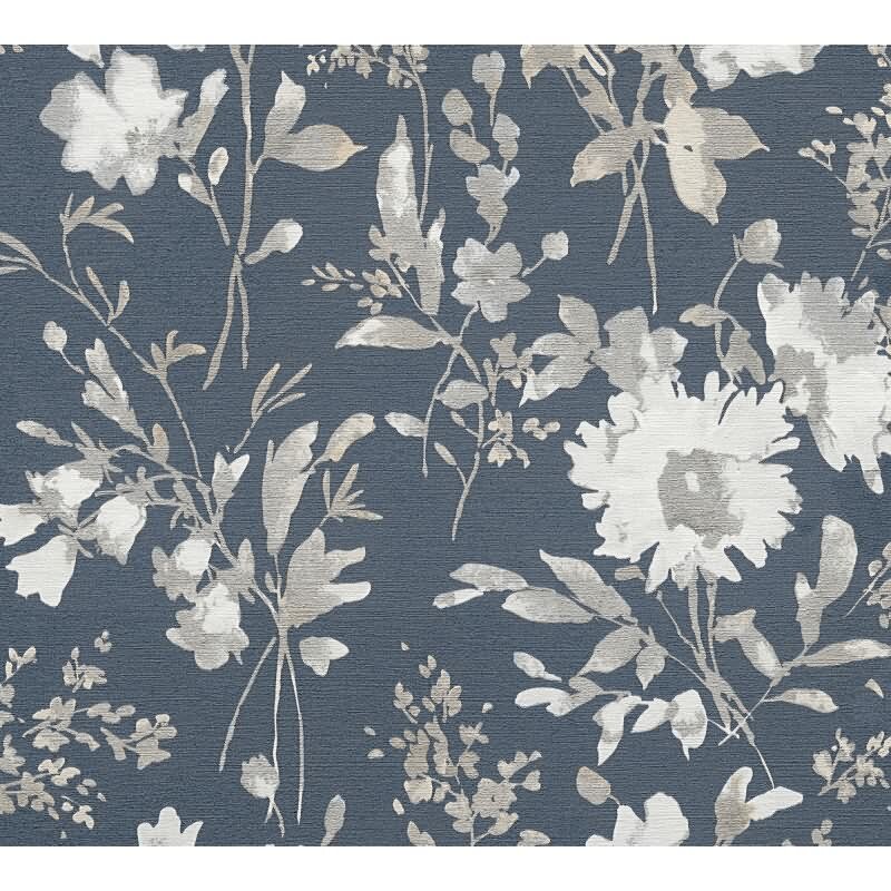 COSMOPOLITAN Vliestapete Aquarell Blaugrau Weiß moderne florale Blumentapete livingwalls (790615)