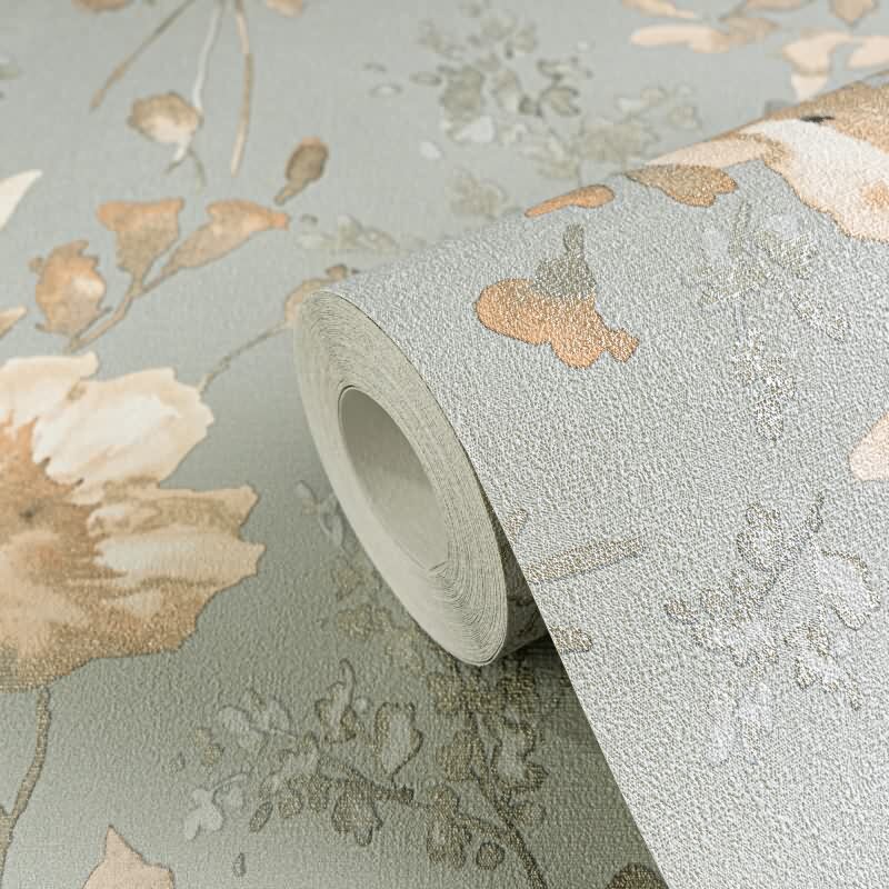 COSMOPOLITAN Vliestapete Blumen Apricot Blau Vintage Aquarell Tapete Pastell livingwalls (790616)