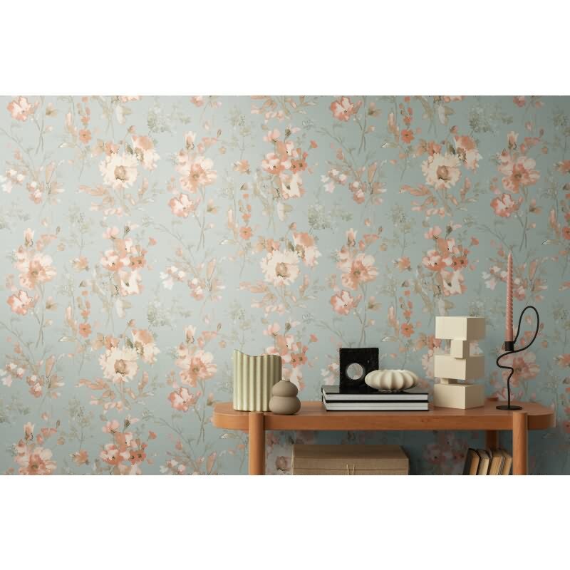 COSMOPOLITAN Vliestapete Blumen Apricot Blau Vintage Aquarell Tapete Pastell livingwalls (790616)