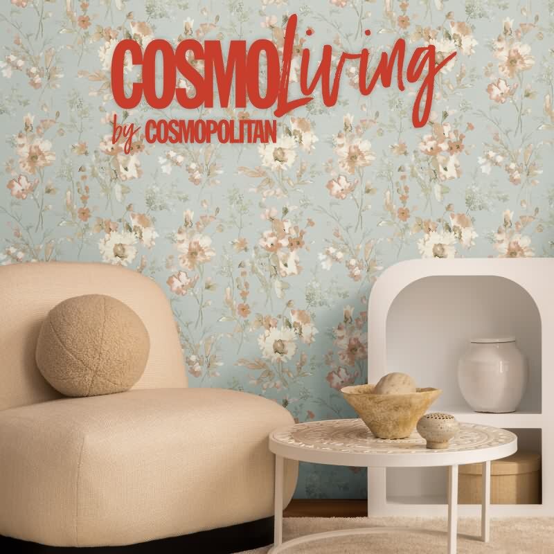COSMOPOLITAN Vliestapete Blumen Apricot Blau Vintage Aquarell Tapete Pastell livingwalls (790616)