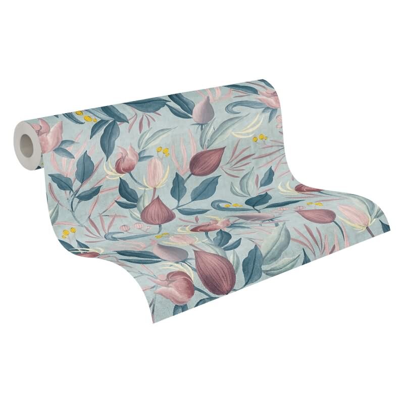 COSMOPOLITAN Vliestapete Hellblau Rosa Designer Tapete floral fürs Schlafzimmer livingwalls (790621)