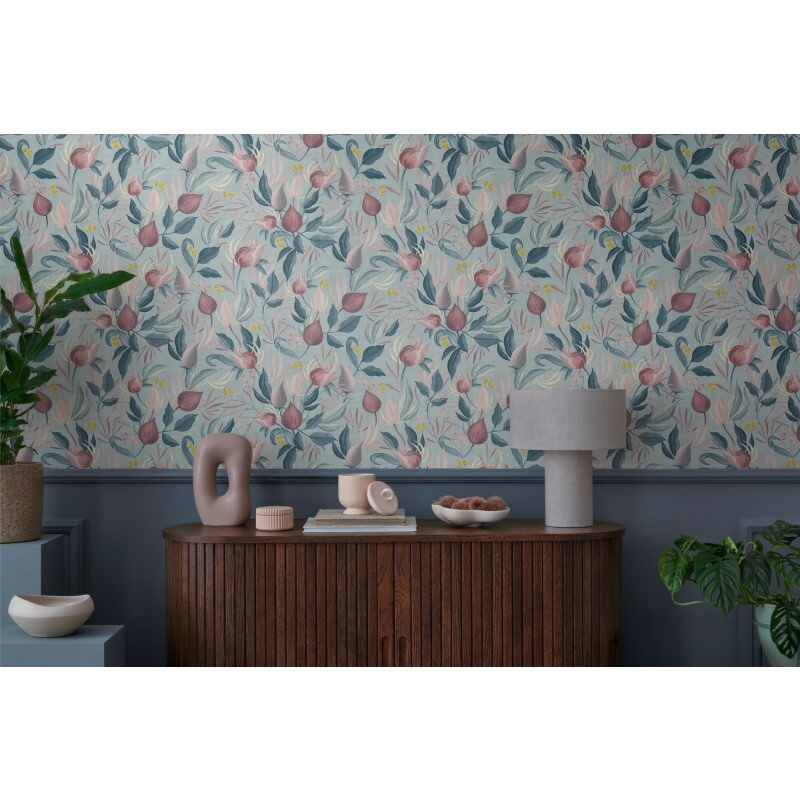COSMOPOLITAN Vliestapete Hellblau Rosa Designer Tapete floral fürs Schlafzimmer livingwalls (790621)