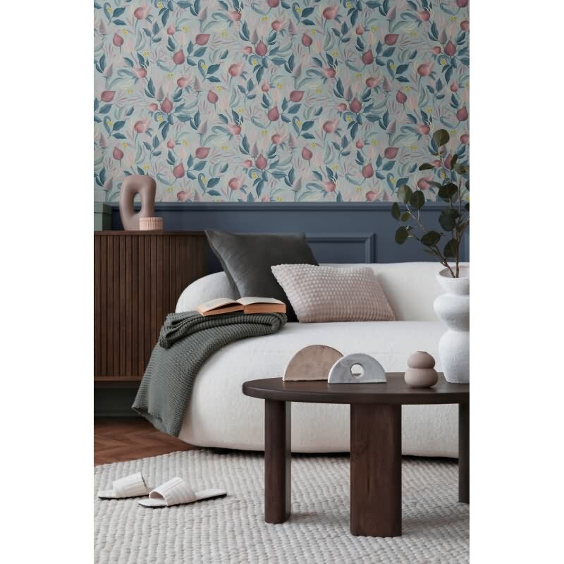 COSMOPOLITAN Vliestapete Hellblau Rosa Designer Tapete floral fürs Schlafzimmer livingwalls (790621)