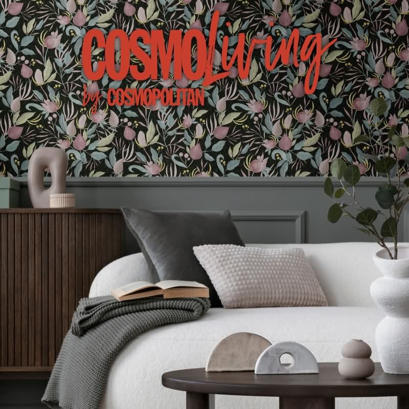 COSMOPOLITAN Vliestapete Blüten Schwarz Rosa moderne botanische Tapete Design livingwalls (790622)