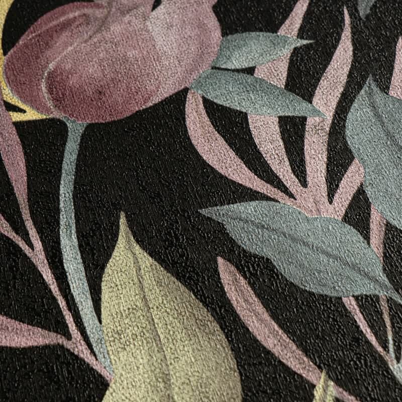 COSMOPOLITAN Vliestapete Blüten Schwarz Rosa moderne botanische Tapete Design livingwalls (790622)