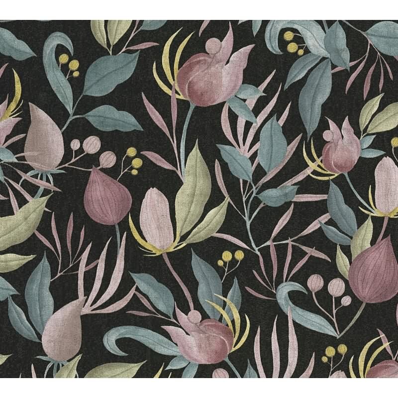 COSMOPOLITAN Vliestapete Blüten Schwarz Rosa moderne botanische Tapete Design livingwalls (790622)