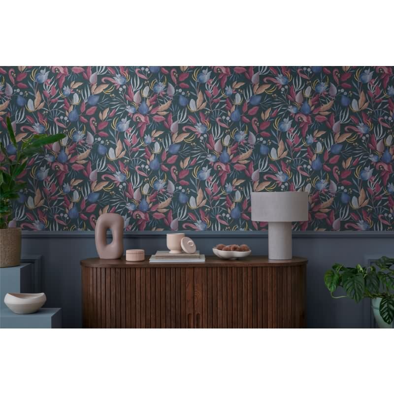 COSMOPOLITAN Vliestapete Blätter Blau Rot moderne Designer Tapete livingwalls (790623)