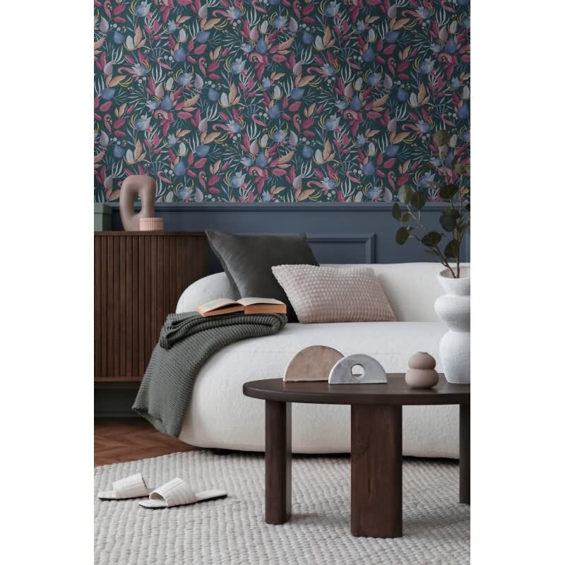 COSMOPOLITAN Vliestapete Blätter Blau Rot moderne Designer Tapete livingwalls (790623)