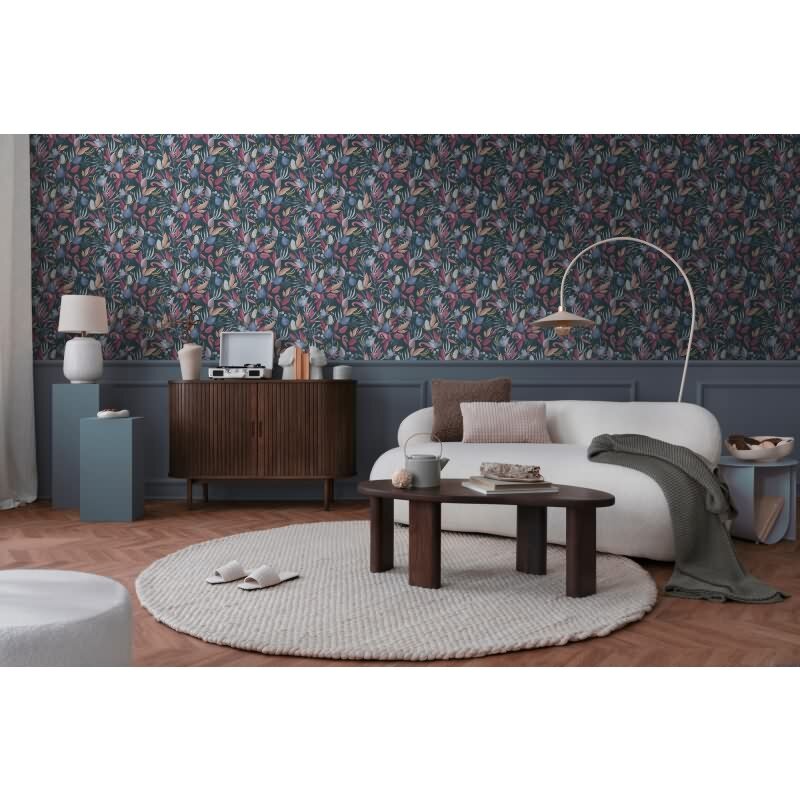 COSMOPOLITAN Vliestapete Blätter Blau Rot moderne Designer Tapete livingwalls (790623)