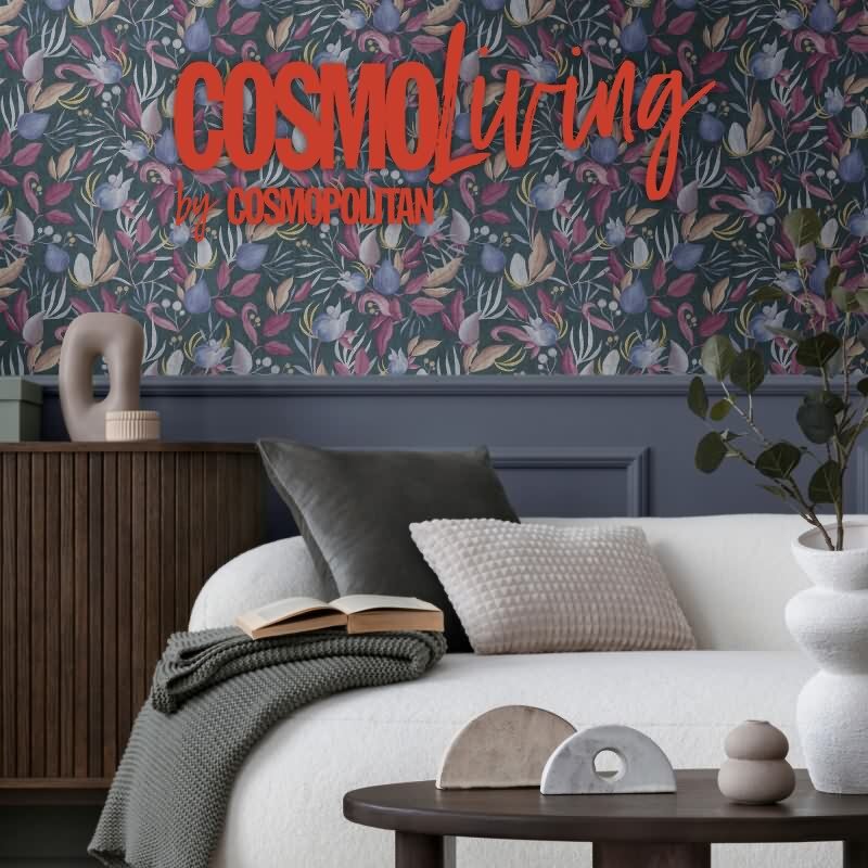 COSMOPOLITAN Vliestapete Blätter Blau Rot moderne Designer Tapete livingwalls (790623)