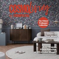 COSMOPOLITAN Vliestapete Bl&auml;tter Blau Rot moderne...