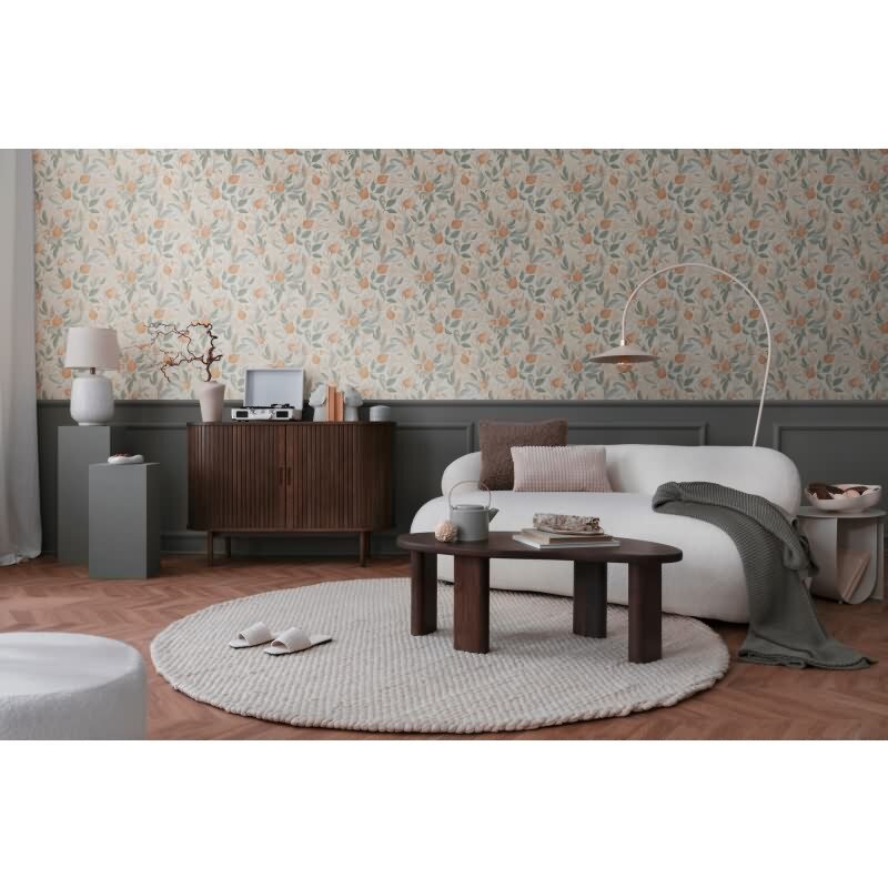 COSMOPOLITAN Vliestapete Blumen Creme Apricot Trend Tapete mit Blüten & Blättern livingwalls (790624)