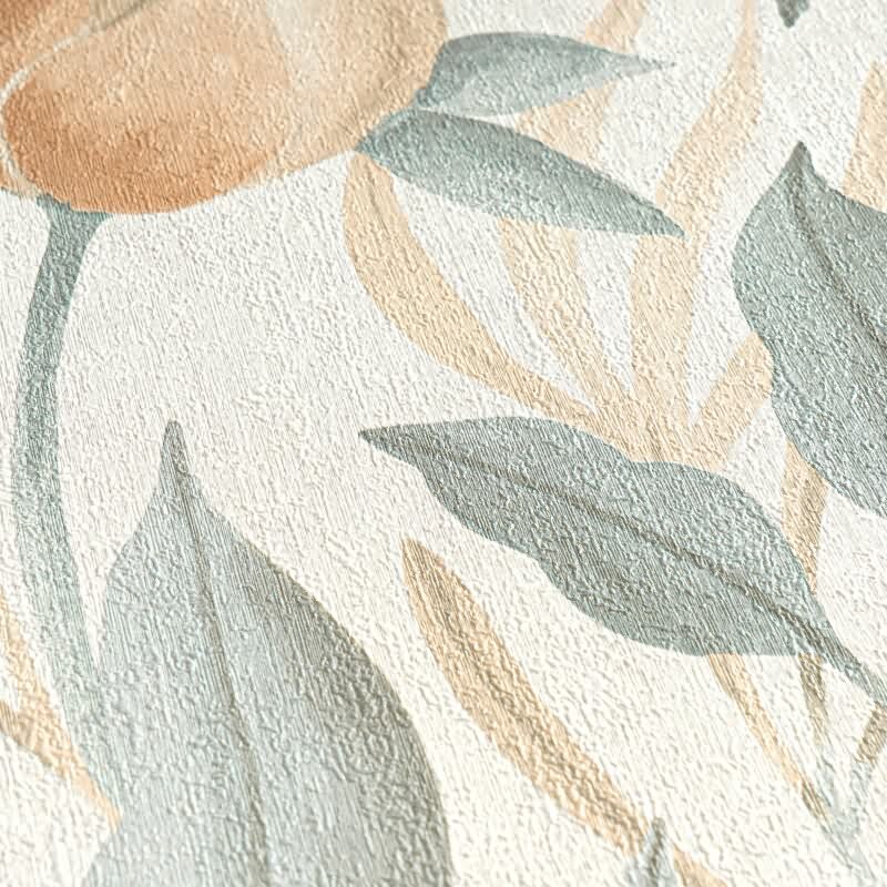 COSMOPOLITAN Vliestapete Blumen Creme Apricot Trend Tapete mit Blüten & Blättern livingwalls (790624)