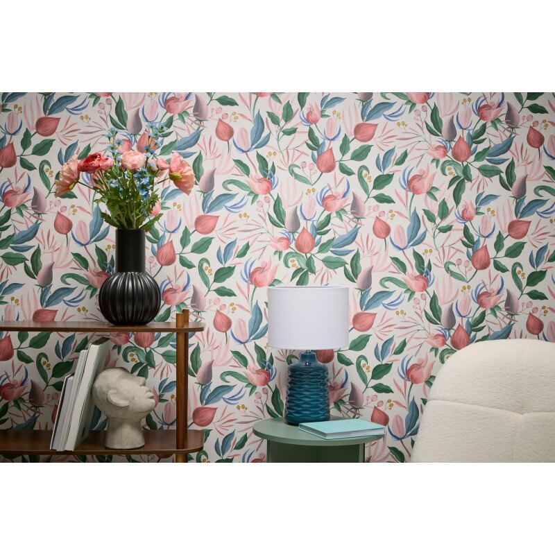 COSMOPOLITAN Vliestapete Blumen Weiß Grün Rosa botanische florale Tapete modern livingwalls (790625)
