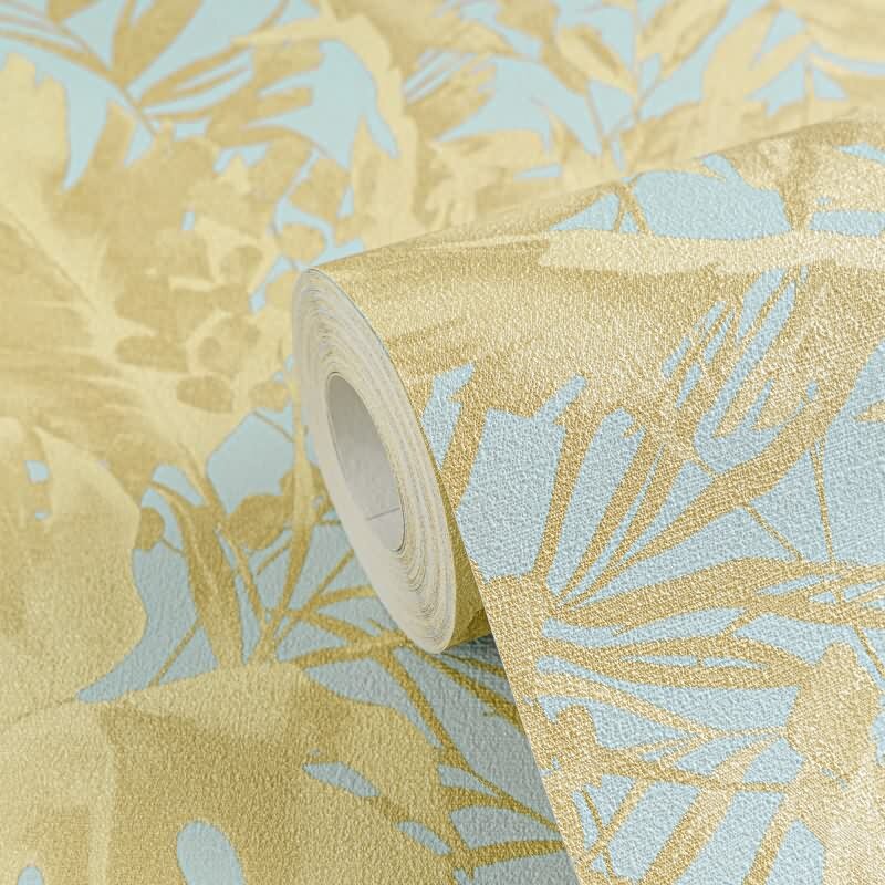 COSMOPOLITAN Vliestapete Dschungel Blau Gold natürliche botanische Tapete livingwalls (790632)