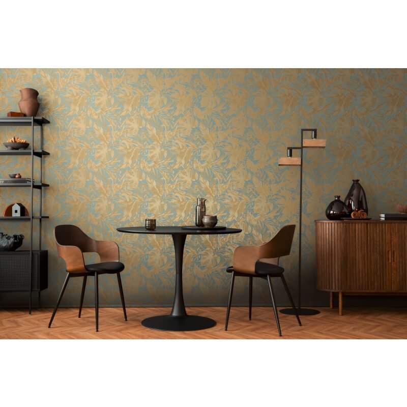 COSMOPOLITAN Vliestapete Dschungel Blau Gold natürliche botanische Tapete livingwalls (790632)