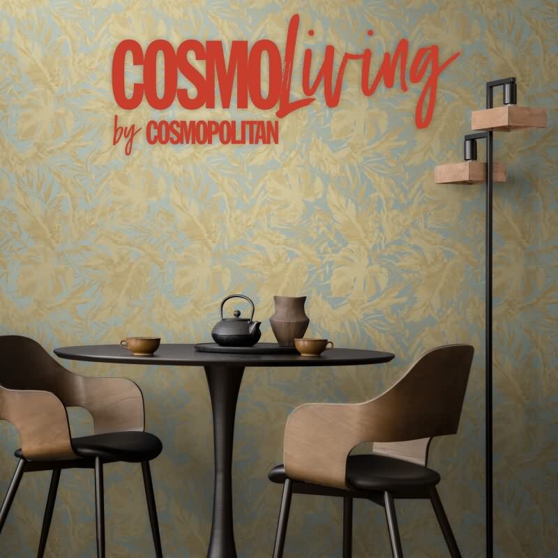 COSMOPOLITAN Vliestapete Dschungel Blau Gold natürliche botanische Tapete livingwalls (790632)