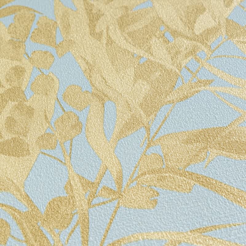 COSMOPOLITAN Vliestapete Dschungel Blau Gold natürliche botanische Tapete livingwalls (790632)
