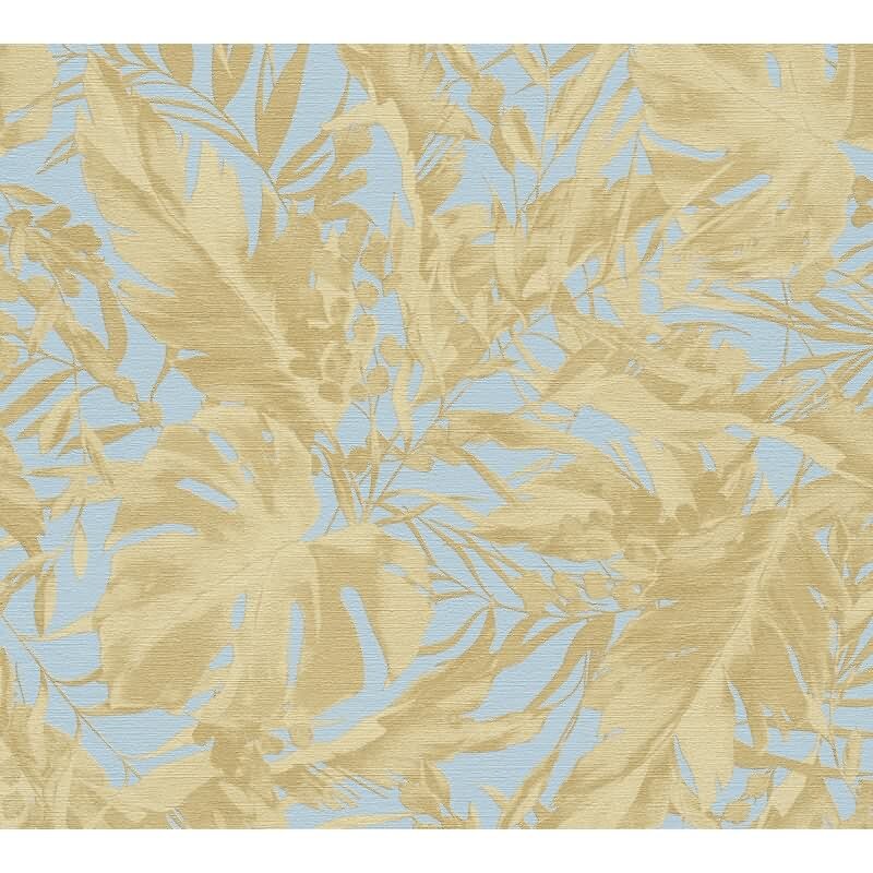 COSMOPOLITAN Vliestapete Dschungel Blau Gold natürliche botanische Tapete livingwalls (790632)