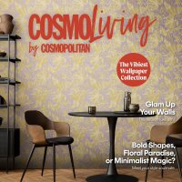 COSMOPOLITAN Vliestapete Palmenblatt Lila Gold botanische...