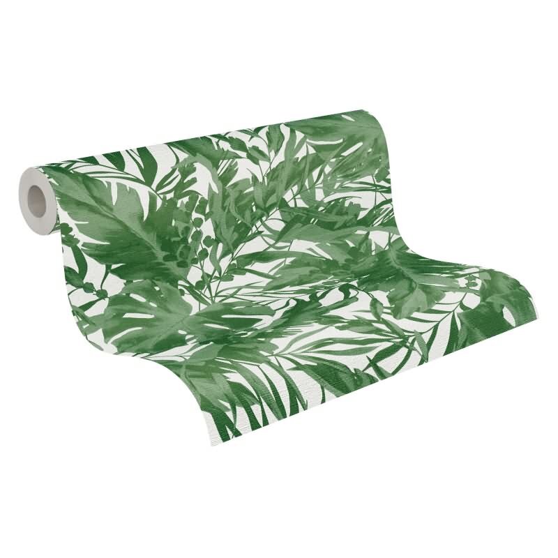COSMOPOLITAN Vliestapete Dschungel Grün Weiß tropische Palmenblatt Tapete livingwalls (790634)