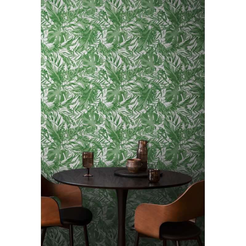 COSMOPOLITAN Vliestapete Dschungel Grün Weiß tropische Palmenblatt Tapete livingwalls (790634)