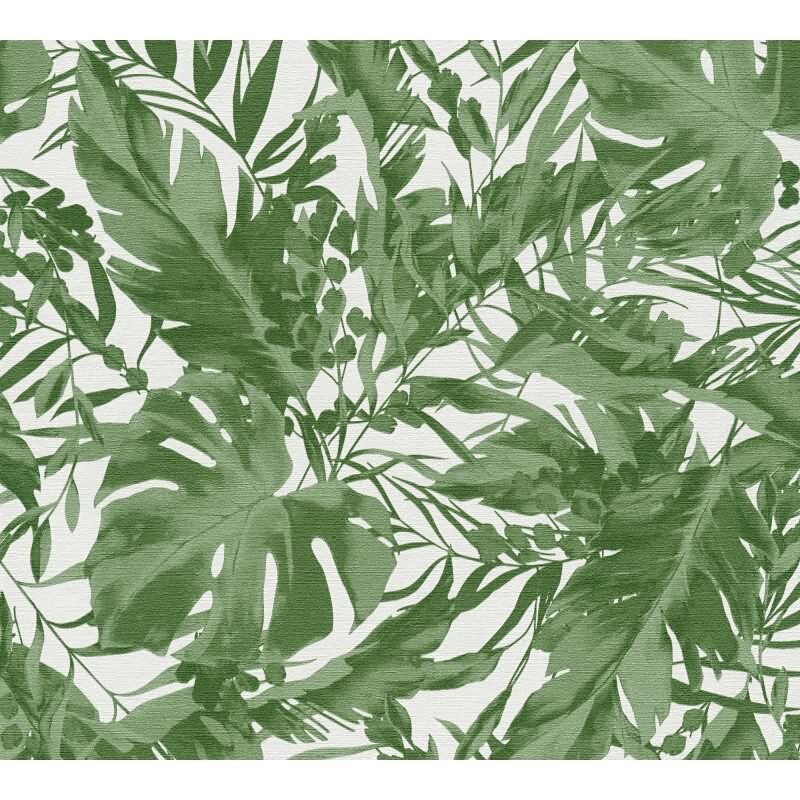COSMOPOLITAN Vliestapete Dschungel Grün Weiß tropische Palmenblatt Tapete livingwalls (790634)