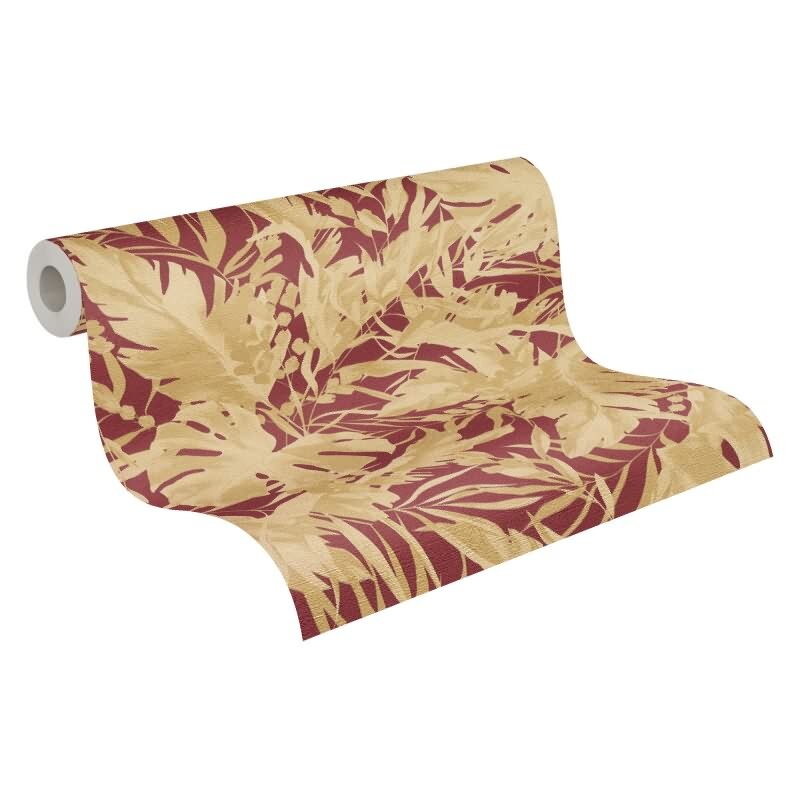 COSMOPOLITAN Vliestapete Dschungel Bordeaux Rot Goldbeige moderne Muster Tapete livingwalls (790635)