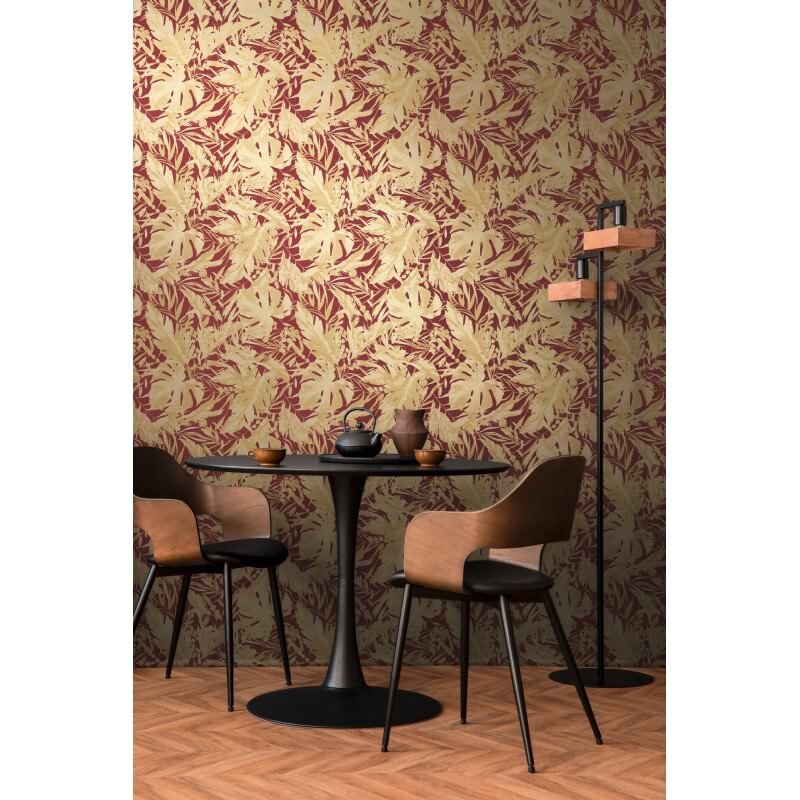 COSMOPOLITAN Vliestapete Dschungel Bordeaux Rot Goldbeige moderne Muster Tapete livingwalls (790635)