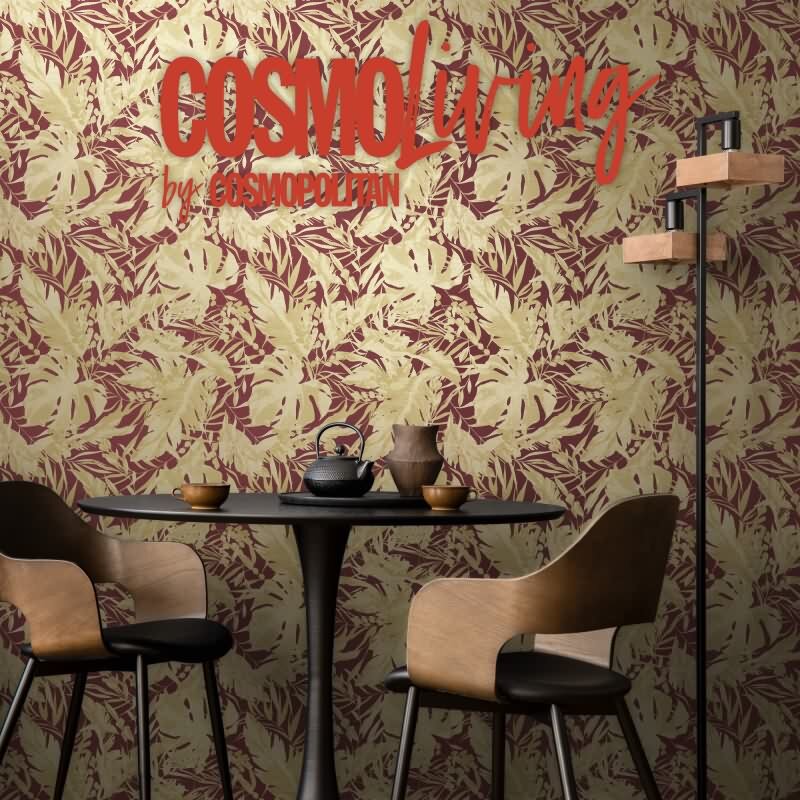 COSMOPOLITAN Vliestapete Dschungel Bordeaux Rot Goldbeige moderne Muster Tapete livingwalls (790635)