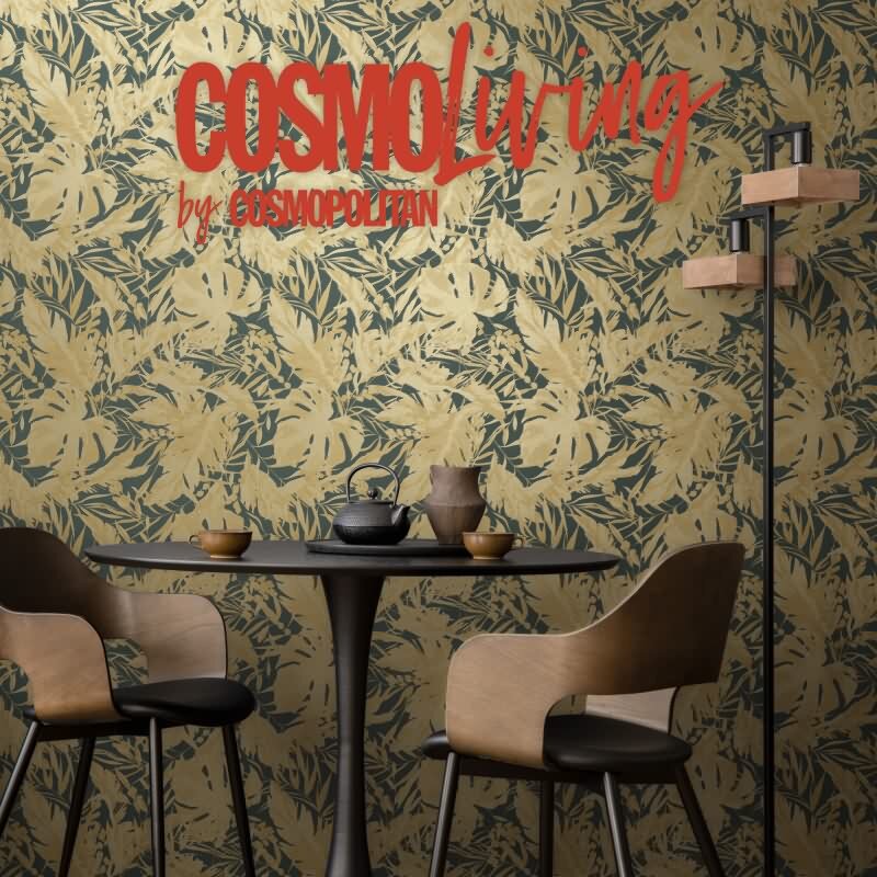 COSMOPOLITAN Vliestapete Dschungel Petrol Goldbeige exklusive Designer Tapete livingwalls (790636)