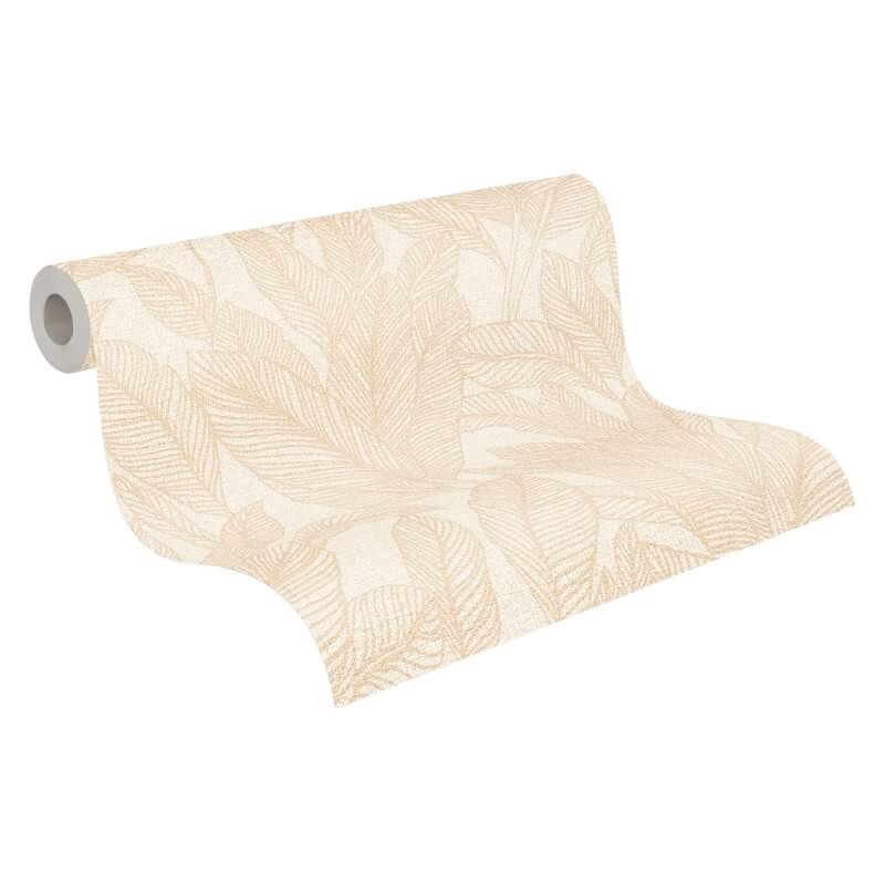 COSMOPOLITAN Vliestapete Blätter Beige Creme natürliche Tapete fürs Schlafzimmer livingwalls (790642)