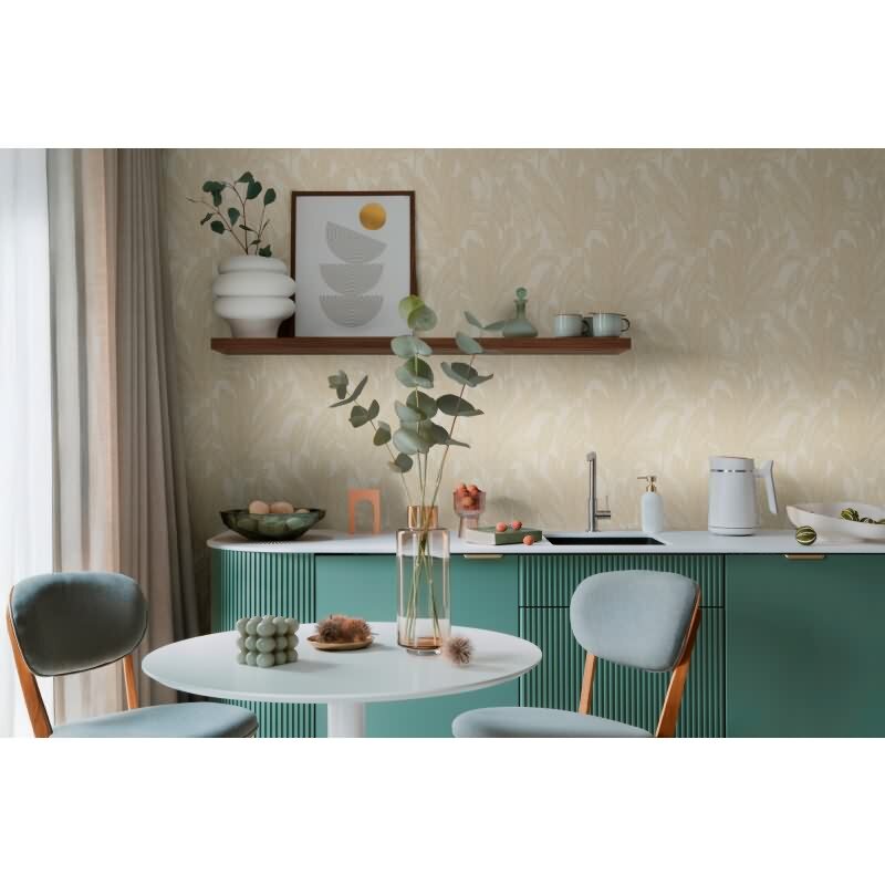 COSMOPOLITAN Vliestapete Blätter Beige Creme natürliche Tapete fürs Schlafzimmer livingwalls (790642)