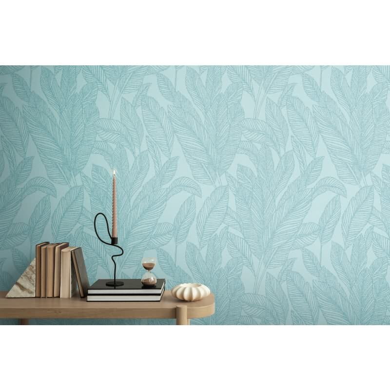 COSMOPOLITAN Vliestapete Hellblau mit Blattstruktur moderne Designer Tapete livingwalls (790643)