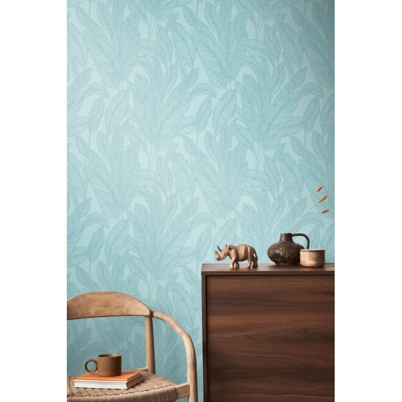 COSMOPOLITAN Vliestapete Hellblau mit Blattstruktur moderne Designer Tapete livingwalls (790643)